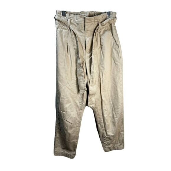 Loft Womens High-Waisted Khaki Tie-Waist Tapered Pants Cotton Blend Size 0P - Picture 2 of 5